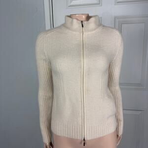 Hathaway Women's Sweater S Cashmere Cardigan Full zip Knit Platinum Italy M20